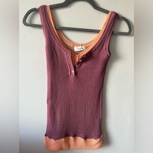Isabel Marant Red Ribbed Sleeveless Tank Top
